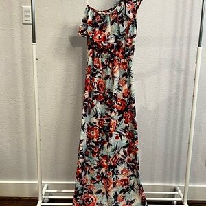 Gianni Bini One-Shoulder Floral Dress - Red and Black